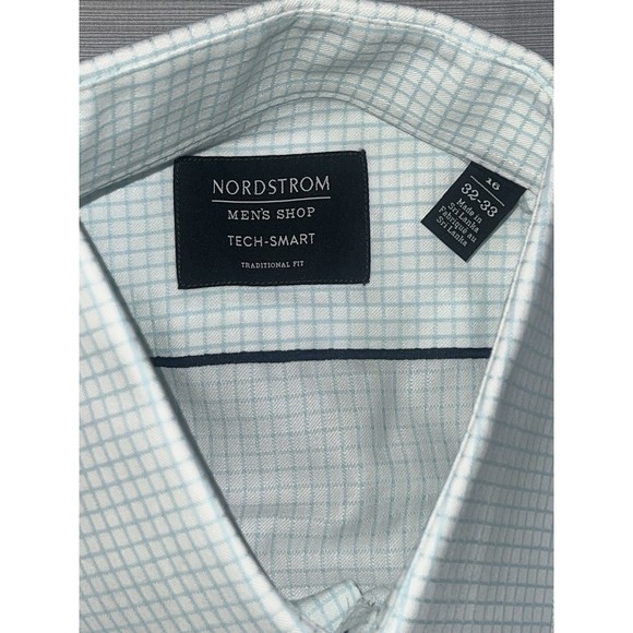 Nordstrom Men's Long Sleeve Medium Button Down Shirt 16 Neck 33/32 Mint Green - Picture 10 of 15